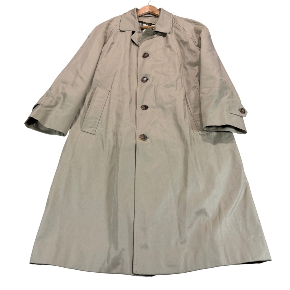 Brooks Brothers Mens XL 44R Khaki Cotton Trench Coat Zip Wool Camel Hair Liner